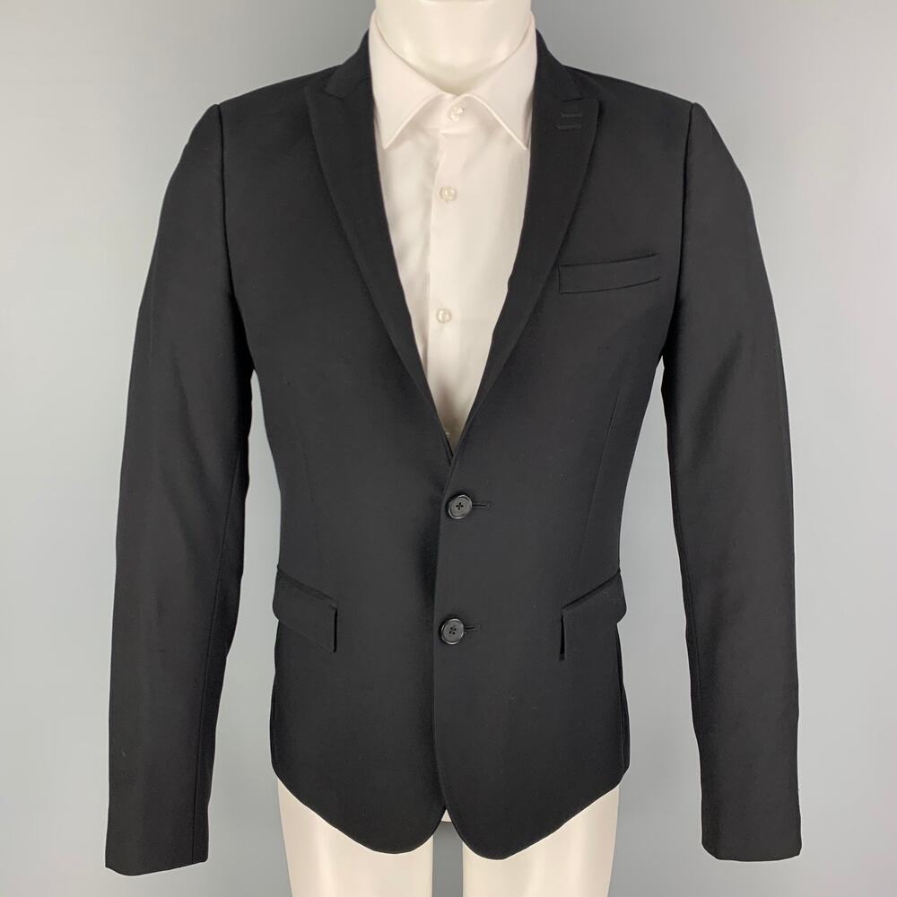 THE KOOPLES Size 36 Black Wool Peak Lapel Sport Coat